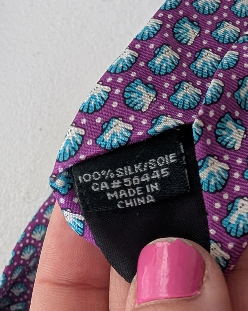 Men's J.Crew Skinny Tie Silk Purple With Turquoise Seashells